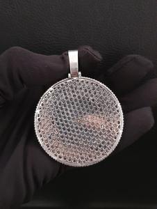 Custom Round Rotating <b>Initial</b> <b>Pendant</b> 925 Sterling <b>Silver</b> Fully Iced Moissanite Hip Hop Jewelry - Product Image 5