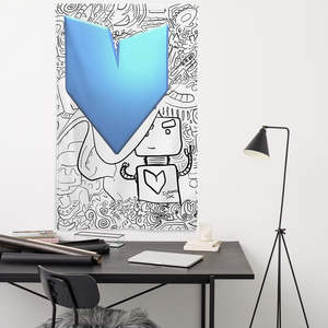 Drapeau contemporain en tissu avec motif Cœur de Robot - Product Image 1