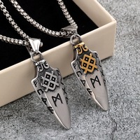 Collier pendentif double face nœud celtique Viking en acier inoxydable pour homme, bijoux nordiques vintage, vente en gros et approvisionnement en vrac