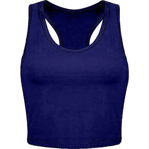 Débardeur court d'été pour femme avec logo personnalisé, 100% coton, sans manches, dos nageur - Product Image 3