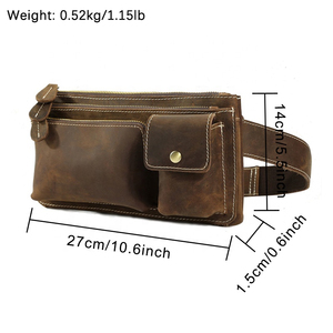 Vintage Genuine Leather Waist Bag Men's Chest Pack Large Capacity Zipper Closure Daily Use All Seasons Stylish Fanny Pack - Product Image 2