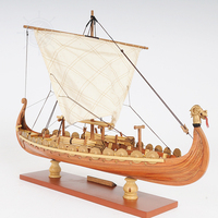 Maqueta de Barco Vikingo Drakkar Unisex de Alta Calidad, 40 cm, Réplica de Madera Hecha a Mano, Soporte de Exhibición, Decoración Coleccionable, Regalo para Edades de 5 a 7 Años, OMH