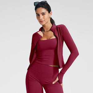 Veste pour femmes avec logo personnalisé, coupe ajustée, haut de sport, manches longues, fermeture éclair intégrale, vêtements de yoga actifs, vêtements de sport - Product Image 5