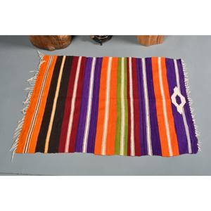 Tapis en laine turque vintage 240X380cm Orange Violet Patchwork Design Technique de tissage plat pour décor de salon 4m Latex pour voitures - Product Image 2