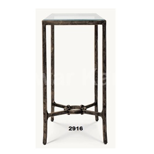 Mesa auxiliar de vidrio templado transparente de latón macizo hecho a mano, mesa de centro para café y té, mesa para sala de estar y oficina - Product Image 1