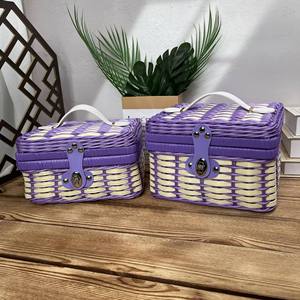 Handmade Gift Baskets Rattan <b>Plastic</b> PP-Color Matching <b>Storage</b> <b>Boxes</b> Woven Suitcase Hanging Gift Box for Kitchen Food <b>Storage</b> - Product Image 6