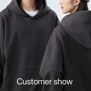 Exquis coton uni poids lourd vierge surdimensionné unisexe personnalisé femmes grande taille hommes polaire pull à capuche et sweat-shirts - Product Image 6