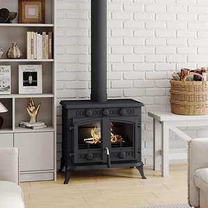 Poêle à bois moderne multi-combustibles en aluminium 10KW, dimensions H 63cm x L 61cm x P 43cm - Product Image 4