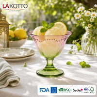 Bol à dessert en verre pulvérisé LAKOTTO avec bordure en pétales et perles, 260 ml, pour service hôtelier, fabricant de verrerie, logo personnalisé