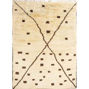Zuri Ivory Wool <b>Rug</b> Hand Knotted Geometric Pattern Living Carpet for Teenagers for Entryway Hallway Rectangle <b>Space</b>-Paem-705 - Product Image 1