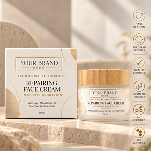 Crema Viso Riparatrice a Marchio Privato 50ml |   Idratazione Intensiva per Pelle Secca |   Produttore OEM Spagna - Product Image 1