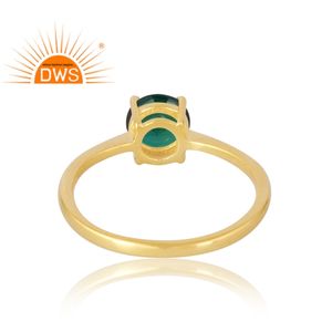 Última venta plata esterlina 925 18K chapado en oro Natural Esmeralda anillo de piedras preciosas Demi joyería fina para mujer regalo para ella - Product Image 2