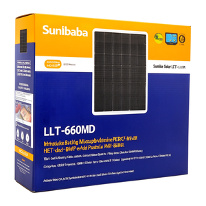 Panneau solaire monocristallin PERC demi-cellule Sunlike Solar LNET-660MD avec couvercle avant en verre certifié TUV, emballage sur palette pour usage domestique - Product Image 2