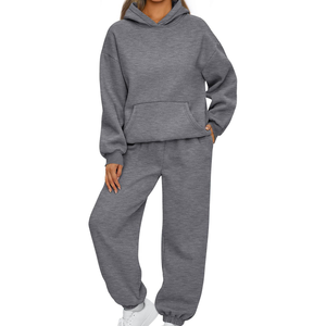 Chándal de Invierno Personalizado para Mujer, Ropa Deportiva Urbana, Hombros Caídos, Felpa de Algodón Ecológica, Cortavientos, con Dos Bolsillos Laterales y Capucha RSW - Product Image 2