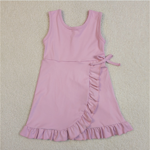 ชุดเดรสเด็กผู้หญิงแขนกุดสำหรับเล่นโยคะ กระโปรงระบายยาวถึงเข่า - Product Image 5