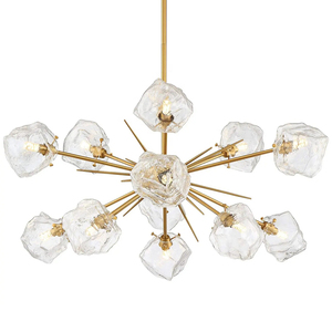 Lustre moderne Spoutnik doré blanc lait Lustre en laiton brossé du milieu du siècle Lustre de plafond encastré Suspension - Product Image 1