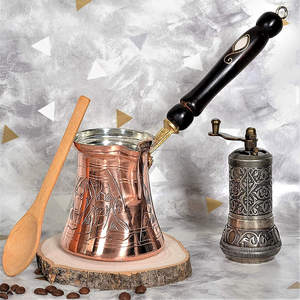 Cafetera turca de cobre sólido grabado, más grueso, para café turco - Product Image 4