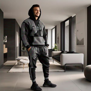 Personalizar Rhinestone Chándal Hombres OEM Diseño Rhinestone Sudaderas con capucha Pantalones de chándal Hombres Jogger Fitness Wear Rhinestone Chándal - Product Image 4