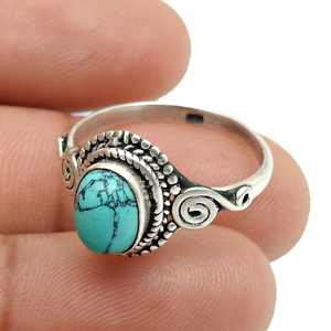 <b>Top</b> Selling 925 Sterling Silver Handmade Ring With Natural Oval Cut Turquoise Gemstone Bezel Setting Classic <b>Bohemian</b> Jewelry - Product Image 4