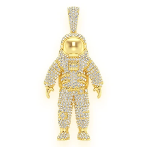 Colgante de Astronauta Retro con Moissanita, Estilo Hip Hop, Diamante VVS Completamente Engastado, Regalo de Aniversario para Ella, Joyería Fina con Certificado GIA - Product Image 1