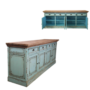 À vendre nouveauté Scranton bleu océan deux tons en bois massif Extra Long buffet meubles de chambre à coucher fabriqués d'Indonésie - Product Image 4