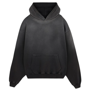 Sudadera con capucha negra lavada desteñida al sol para hombre, sudadera de algodón de gran tamaño, ropa de calle holgada, Sudadera con capucha de lana suave con bolsillos informales - Product Image 1