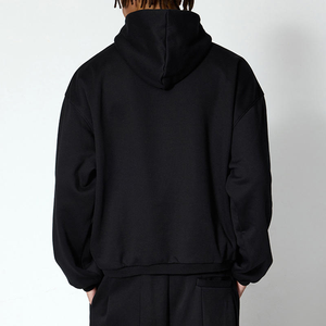 2025 sweat à capuche et sweats en coton surdimensionné noir pour hommes étiquette de marque personnelle personnalisée conception d'épaule tombante pour l'hiver - Product Image 4