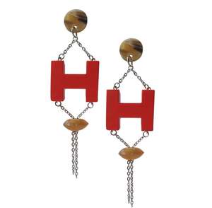 Resin Square Splicing resin and horn Long <b>Earrings</b> Stud Resin <b>Earrings</b> for Women Fanyue Fluorescent Color Quality BY HF CRAFTS - Product Image 3