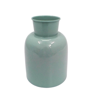 Vase à fleurs aspect oeuf en fer de forme ronde Vases en métal de couleur verte brillante pour décorations de mariage et de table - Product Image 1