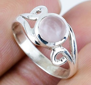 Vente chaude Naturel Rose Quartz Gemme Anneau Vintage Argent Plaqué À La Main Anneau Nouvelle Arrivée 925 En Argent Sterling Ronde Coupe Anneau - Product Image 1