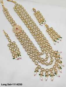 ENSEMBLE DE BIJOUX INDIENS TRADITIONNELS ET À LA MODE EN CUIVRE ENSEMBLE DE BIJOUX DE MARIAGE POUR FEMMES BOUCLES D'OREILLES ET COLLIER - Product Image 2