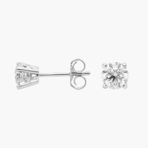 Boucles d'oreilles clous subtilles à quatre griffes avec diamant rond brillant de 0,75 carat, diamant de laboratoire en or 14 carats, pour cadeau de mariage ou d'anniversaire - Product Image 3
