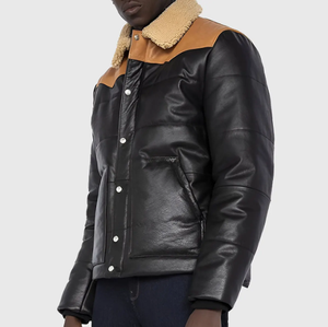 Vestes en cuir pour hommes Veste en cuir de style populaire d'automne pour hommes Vente en gros de vestes en cuir de vachette à fermeture éclair pour hommes - Product Image 3