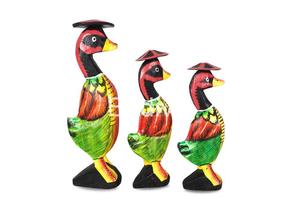 Lot de 3 figurines de canard colvert en bois peint, décoration intérieure/extérieure personnalisable, vente en gros - Product Image 2
