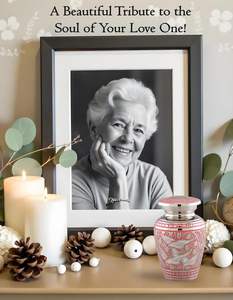 Urna de cremación de recuerdo de pájaros rosas para cenizas con caja en forma de corazón Mini urna hecha a mano Las mejores urnas decorativas Suministros funerarios - Product Image 2