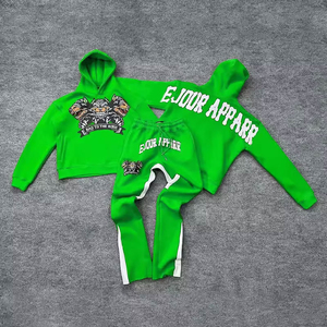 Custom Streetwear Sweatsuit Baggy Flared <b>Sweatpants</b> Jogger ZipUp Hoodie Set Oversized Men Acid Wash <b>Woman</b> Tracksuit Manufacturer - Product Image 3