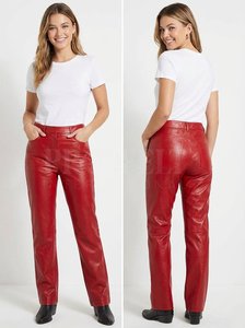 Pantalon en cuir léger, couleur unie, style tendance, personnalisable avec broderie de marque, idéal pour les fêtes, vente chaude, OEM ODM, pantalon original - Product Image 3