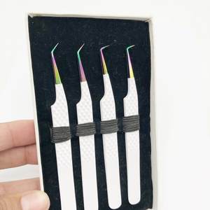 Outil d'extension de cils en acier inoxydable de haute qualité à poignée diamantée 45 90 degrés arc-en-ciel fibre pointes pointues pince à épiler durable - Product Image 2