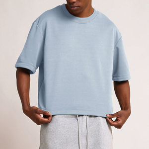 T-shirt court surdimensionné léger de qualité supérieure, coupe régulière, 180 grammes, 100 % coton tricoté, pour homme, avec logo personnalisé, vente en gros, prix d'usine - Product Image 2