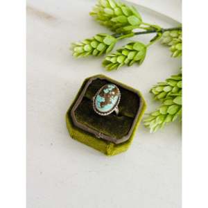 Eli Skeets #8 Turquoise Rose Gold Plated Sterling Silver <b>Adjustable</b> <b>Ring</b> Bezel Inlay Natural Gemstones 18K Plating Perfect Gift - Product Image 4