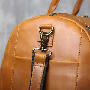 Genuine Leather Foldable Durable Waterproof Weekender <b>Duffel</b> <b>Bag</b> with Zipper Closure and Adjustable Strap for Travel - Product Image 3