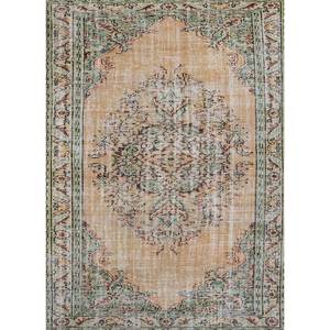 Alfombras de Lana Doradas Vintage, Anudadas a Mano, Diseño Clásico Rectangular con Medallón para Sala de Estar, Pasillo, Diseño de Rompecabezas Pae-3222 - Product Image 1