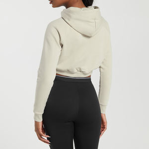 Top corto de algodón 100%, sudaderas con capucha de gimnasio para mujer, sudaderas con capucha cortas informales de venta completa - Product Image 4