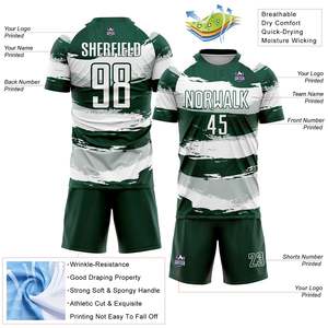 Ensemble d'uniformes de football vert pour équipe Conceptions personnalisées Séchage rapide Prix de gros Meilleure vente à bas quantité minimale de commande Maillots de football professionnels - Product Image 3