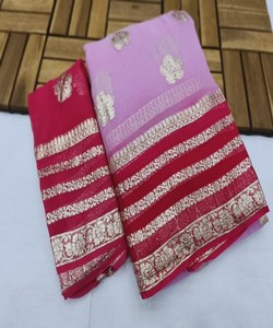 Saree en soie de dentelle de fleur pour mariage avec chemisier - Product Image 5