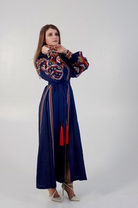 Fabricants de vêtements conception personnalisée robe Boho femmes robes Maxi femmes dame élégante à manches longues robe brodée ukrainienne - Product Image 5