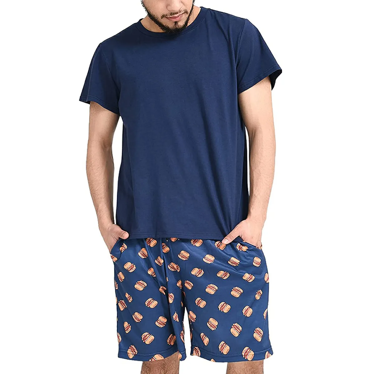 Eiza Industries-conjunto de verano para hombre, Camiseta corta transpirable con diseño liso y estampado por sublimación, Color azul sólido