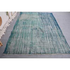 Tapis Moderne Bleu Vert 5.7X8.1 pieds en Laine Vintage Style Turc Tabriz Grand Couloir Rectangle Design pour Entrée pour Adolescents - Product Image 4