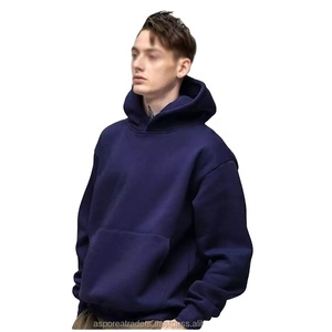 Sweat à capuche pour hommes 500GSM en coton éponge français logo personnalisé sans ficelle poids lourd surdimensionné imprimé bouffé sublimation OEM vierge - Product Image 4