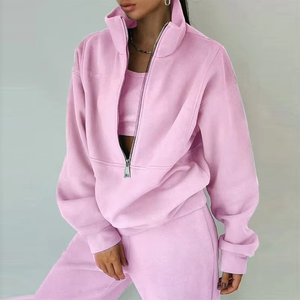 TracksuitSpring New European Plus Size Sudadera de dos piezas para mujer Fleece Sports Street Fashion Casual Set - Product Image 1